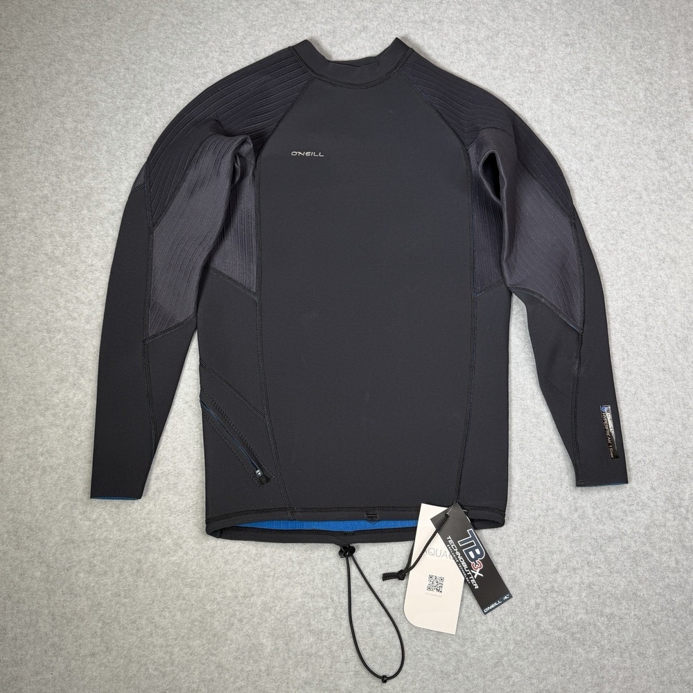 New O'Neill Hyperfreak 1.5mm Long Sleeve Wetsuit Top Men's Size Large Black
